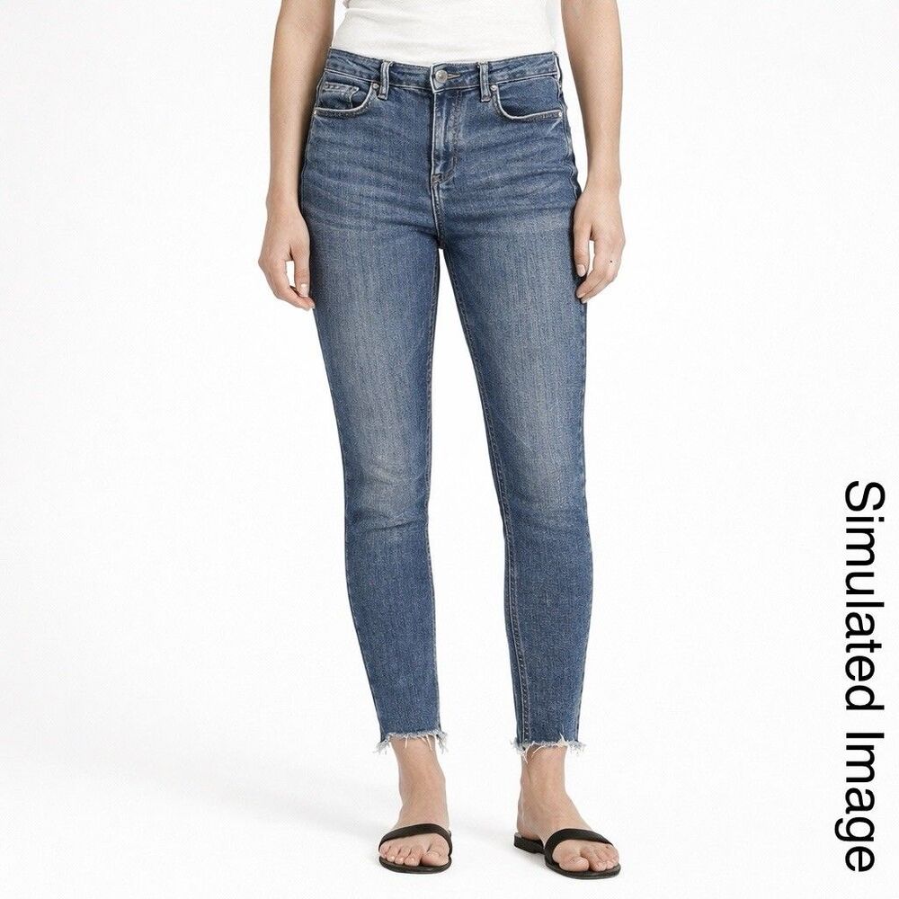 AllSaints Sadie Jeans Womens 27 Blue Skinny Stretch Raw Hem Ankle Denim
